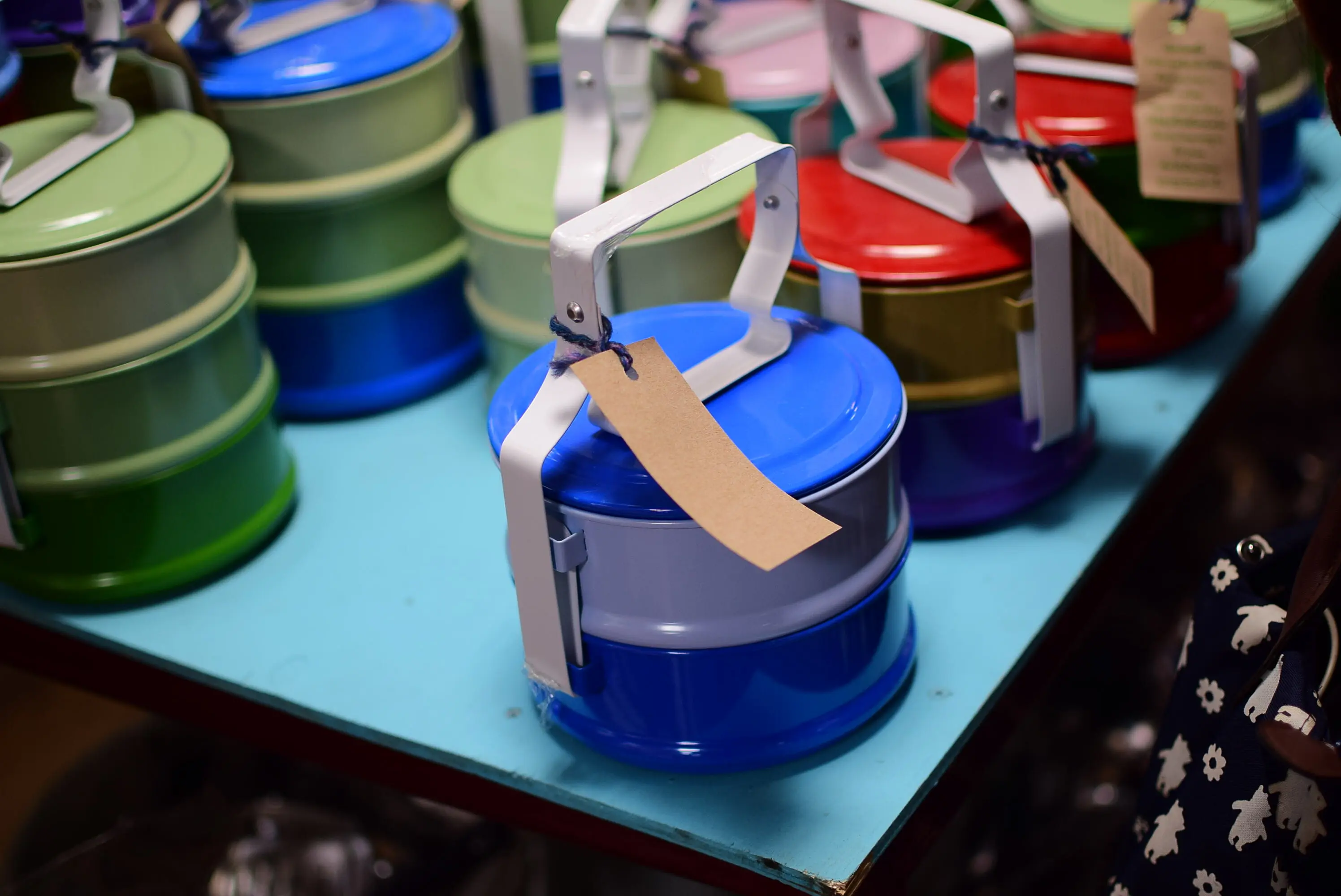 Overhead view of blue keys