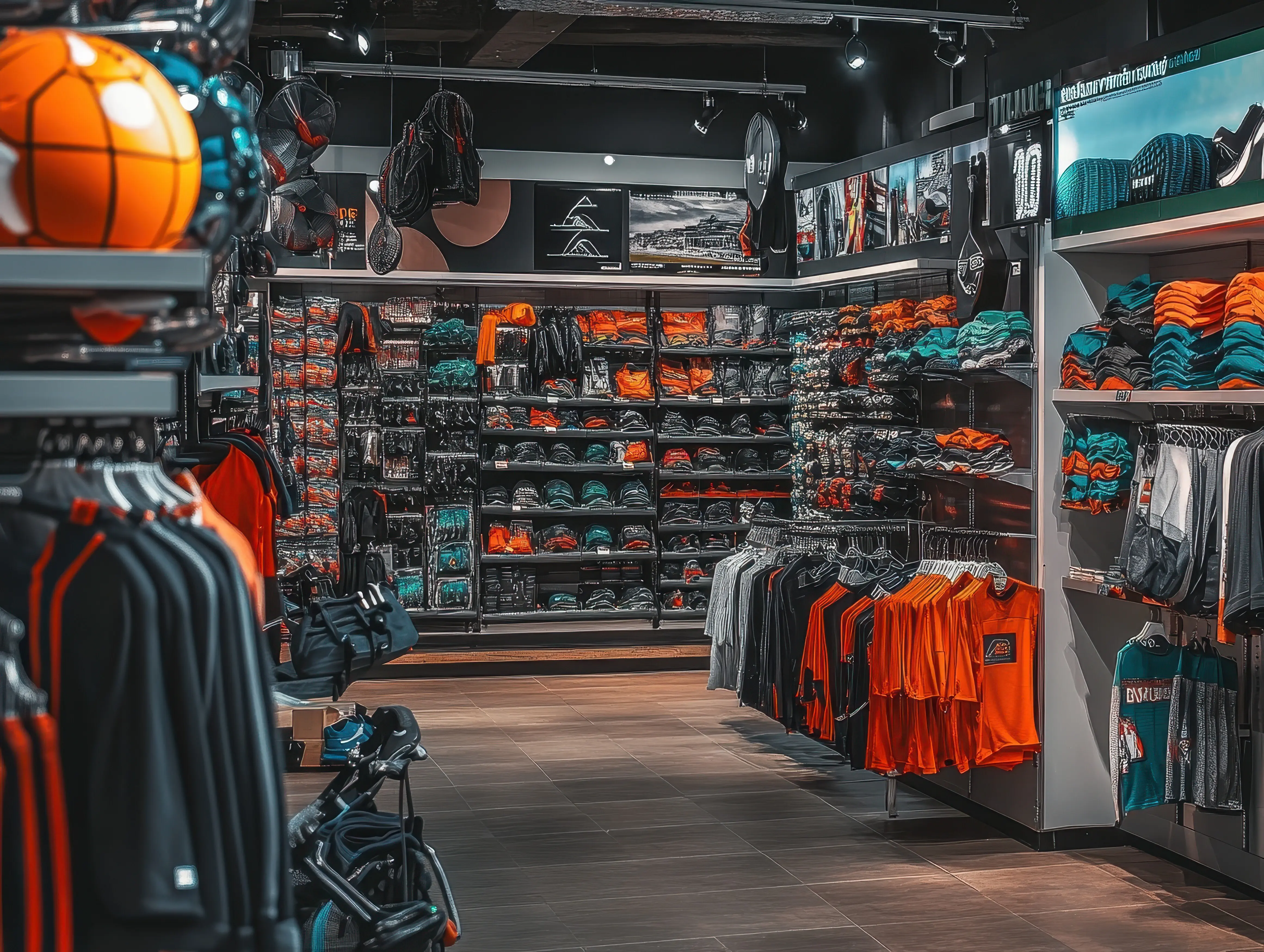 A well-stocked sporting goods store with a wide variety of equipment.